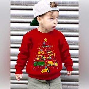 Kids Red Christmas Construction Sweatshirt